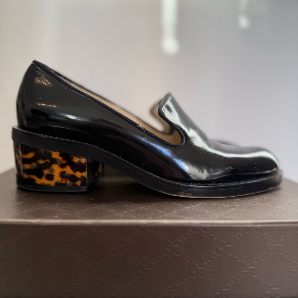 Stella McCartney Black Loafers with Tortoise Heel